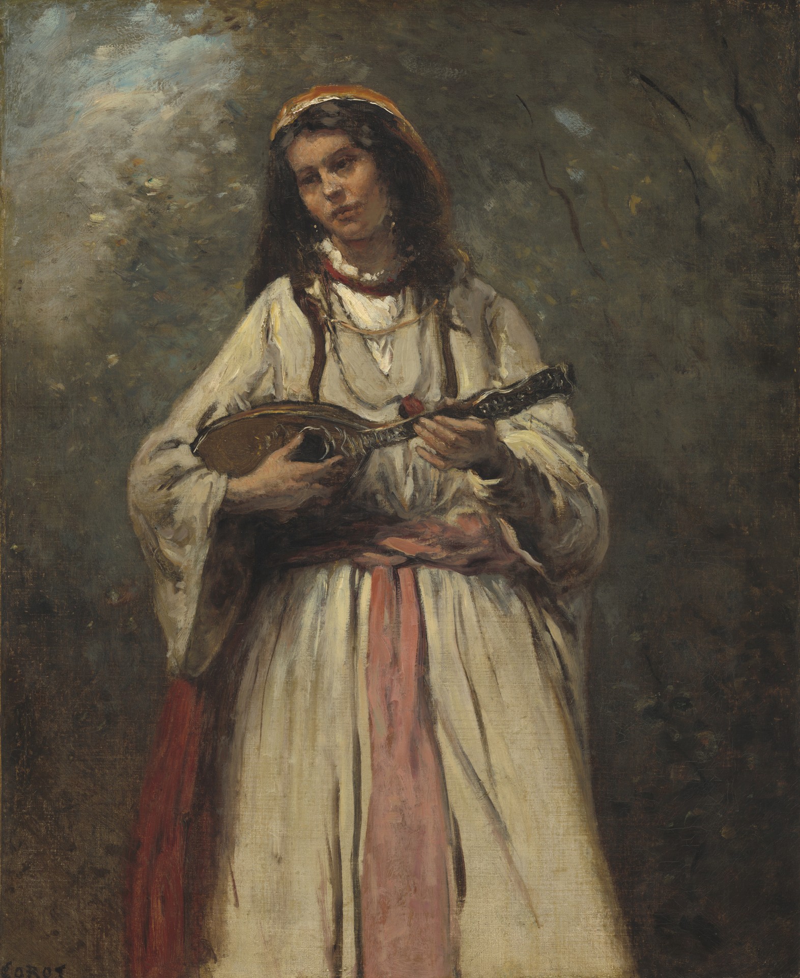 gypsy-girl-with-mandolin-c-1870-Jean Baptiste Camille Corot